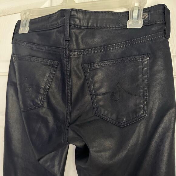 AG Adriano Goldschmied Coated Legging Ankle Jeans Womens 25R Navy Skinny Wax - Picture 5 of 6
